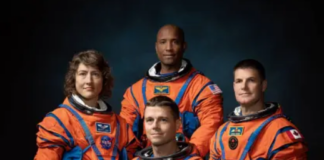 Astronavti, ki so v okviru misije Artemis 2 poleteli okoli Lune - Američani Christina Koch, Victor Glover in Reid Wiseman ter Kanadčan Jeremy Hansen (foto: Nasa)